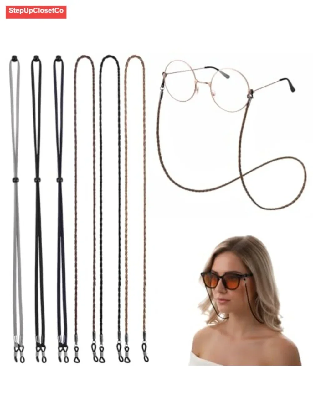 Leather Glasses Holder Strap Lanyard for Women Reading Sunglasses Necklace